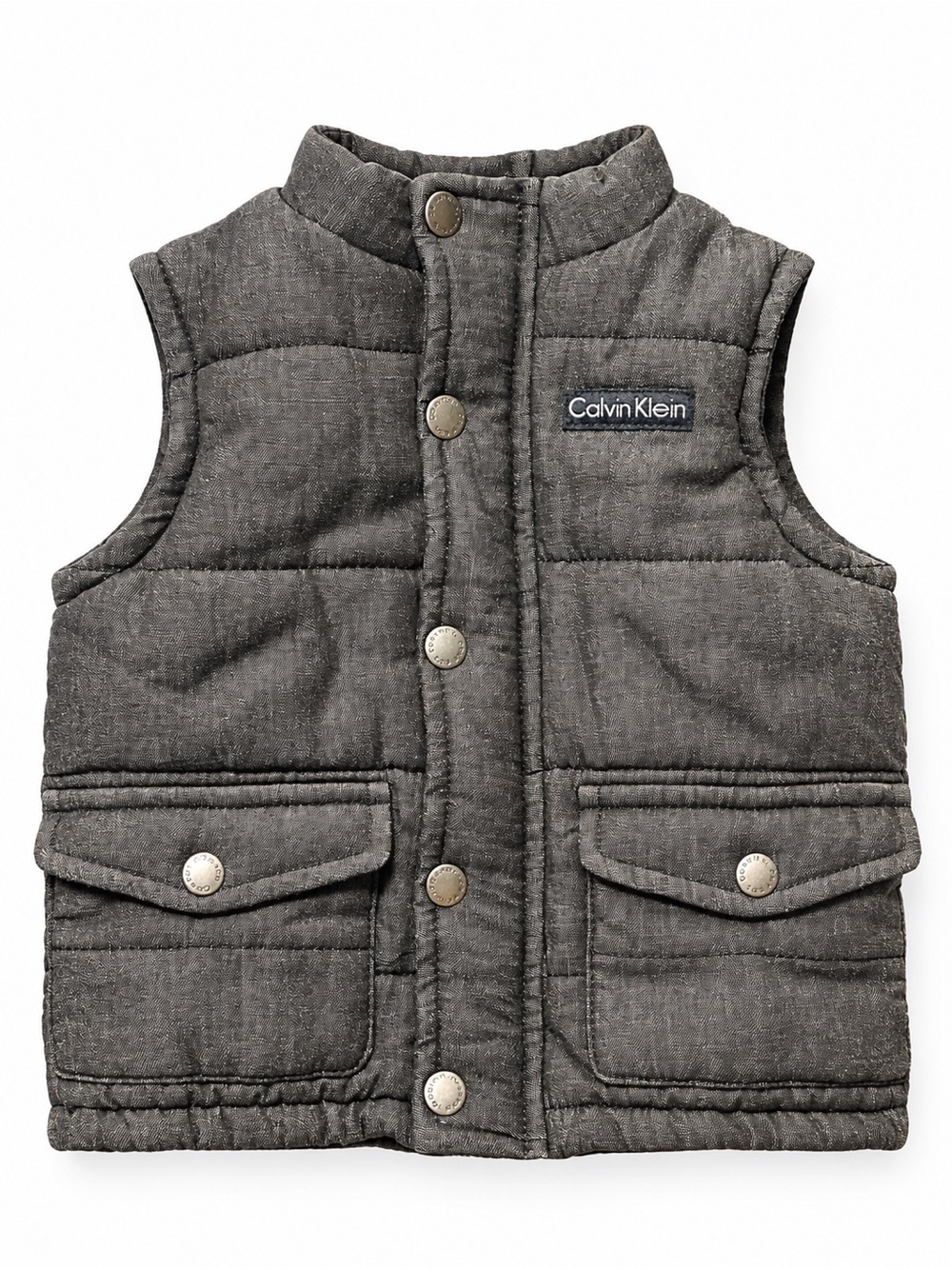 Calvin Klein Kids Charcoal Quilted Snap-Front Vest
